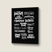 Heavy Metal Style Classical Composers (white Text) Portrait Canvas Print | Artistshot