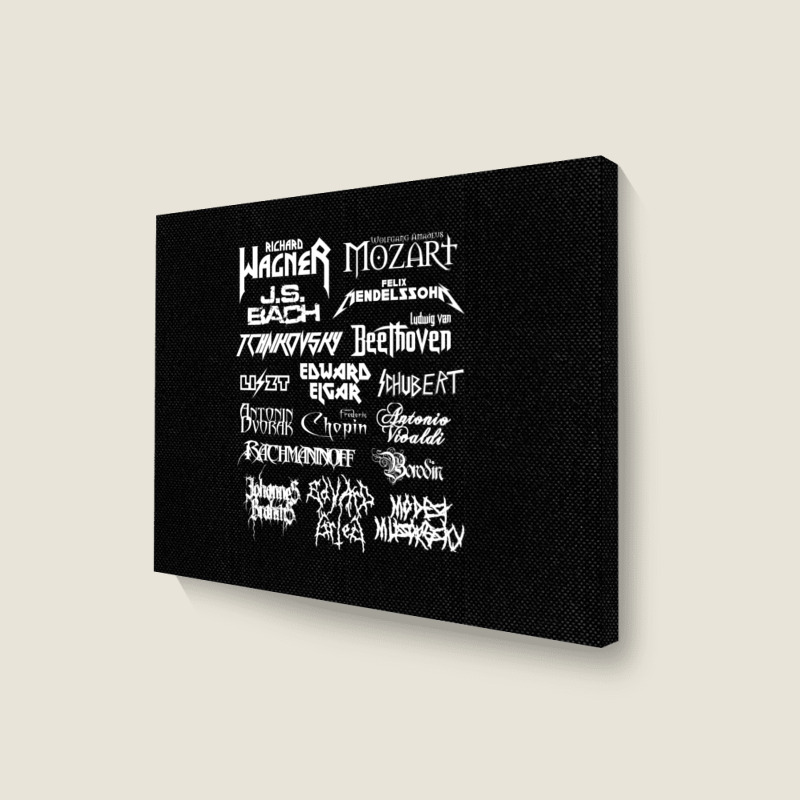 Heavy Metal Style Classical Composers (white Text) Landscape Canvas Print by CoreyMartinPeters | Artistshot