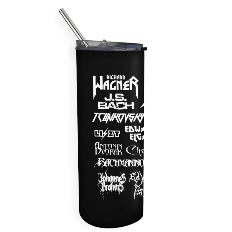 Heavy Metal Style Classical Composers (white Text) Skinny Tumbler by CoreyMartinPeters | Artistshot