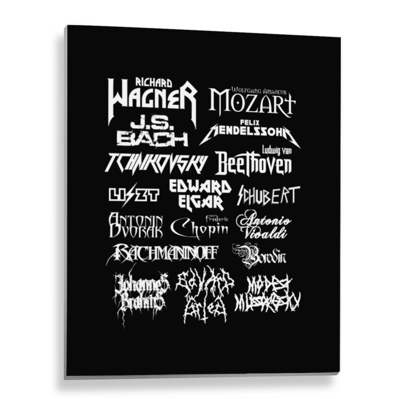 Heavy Metal Style Classical Composers (white Text) Metal Print Vertical by CoreyMartinPeters | Artistshot