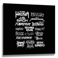 Heavy Metal Style Classical Composers (white Text) Metal Print Square | Artistshot