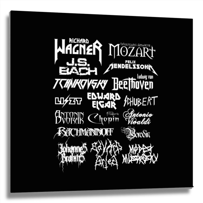 Heavy Metal Style Classical Composers (white Text) Metal Print Square by CoreyMartinPeters | Artistshot