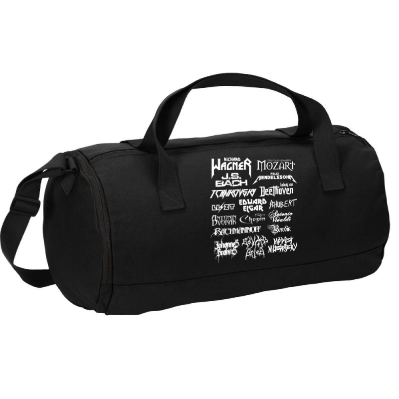 Heavy Metal Style Classical Composers (white Text) Duffel Bag by CoreyMartinPeters | Artistshot