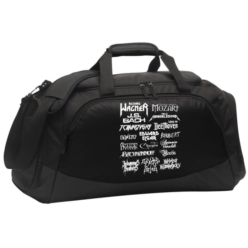 Heavy Metal Style Classical Composers (white Text) Active Duffel by CoreyMartinPeters | Artistshot