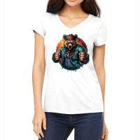 Bear Master Angry Women's V-neck T-shirt | Artistshot