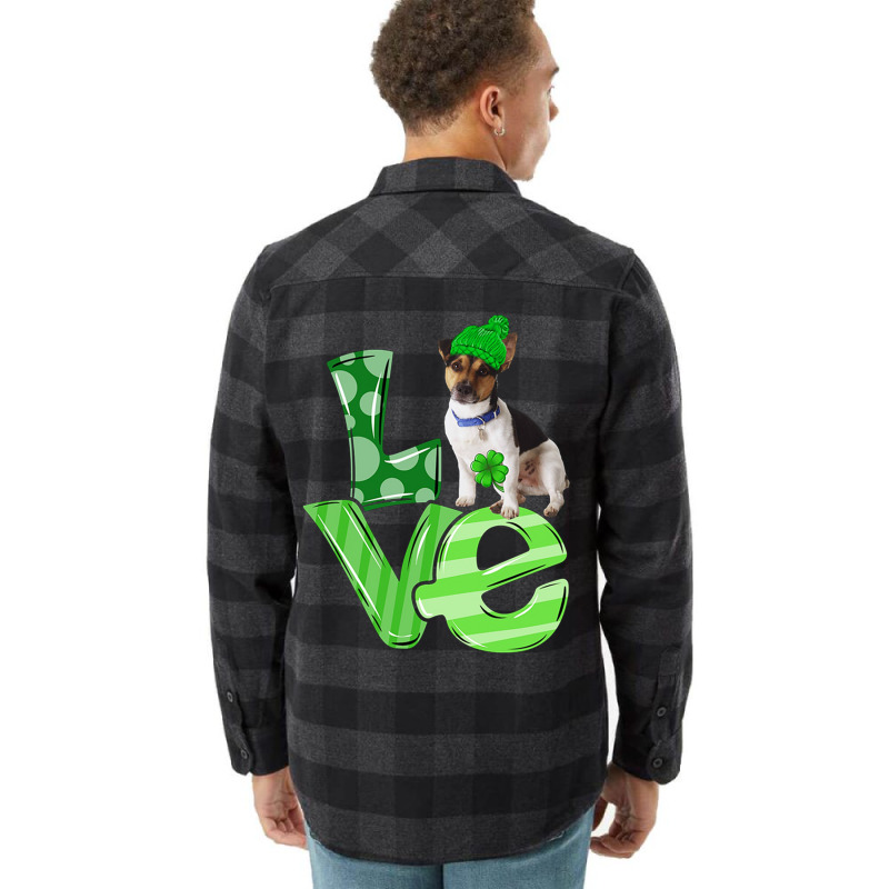 Love Rat Terrier Dog Shamrock Leaf St Patrick Day Flannel Shirt | Artistshot