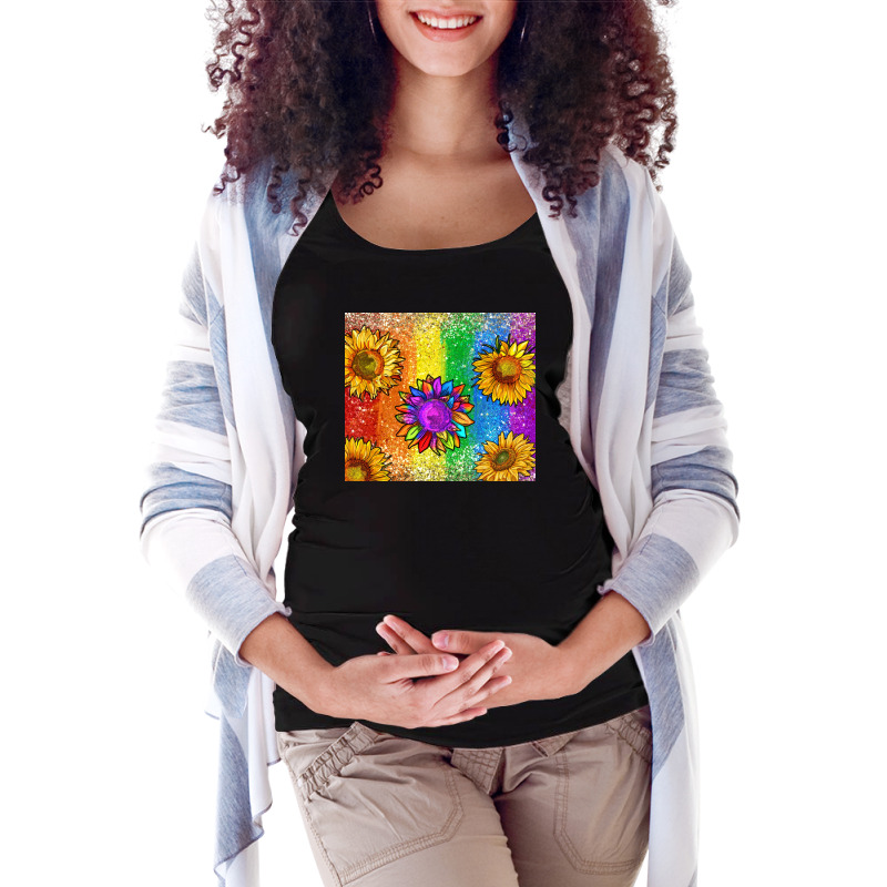 Pride Rainbow Sunflower Glitter Tumbler Maternity Scoop Neck T-shirt by enoddigitalart@gmail.com | Artistshot