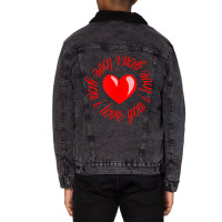 Republic One Design Valentines Day I Love You T Sh Unisex Sherpa-lined Denim Jacket | Artistshot