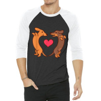 Dachshund Dogs Heart Wiener Valentines Day Men Wom 3/4 Sleeve Shirt | Artistshot