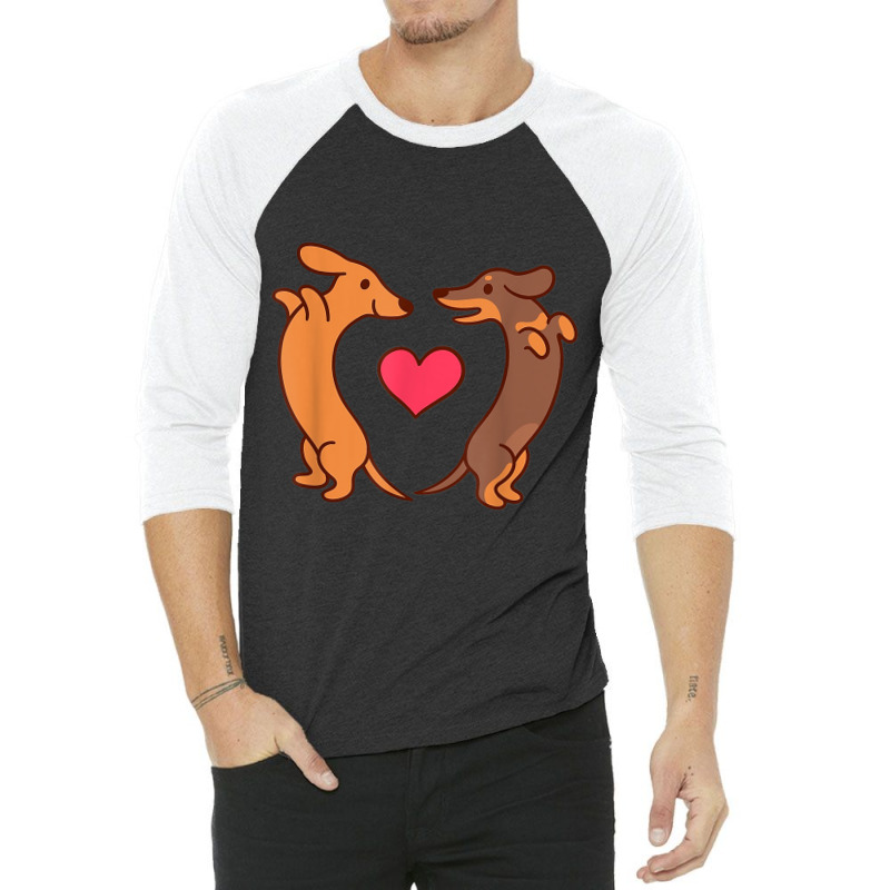 Dachshund Dogs Heart Wiener Valentines Day Men Wom 3/4 Sleeve Shirt | Artistshot