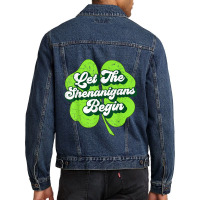 Groovy St Patricks Day Let The Shenanigans Begin W Men Denim Jacket | Artistshot