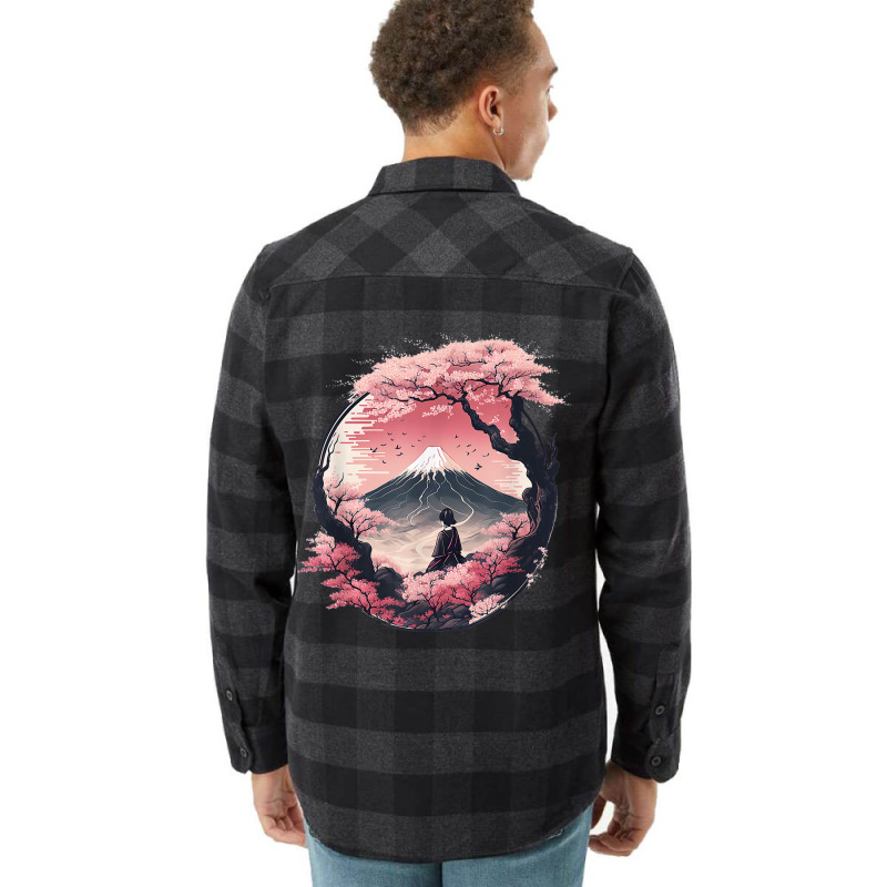 Mount Fuji Cherry Blossoms Geisha Japanese Garden Flannel Shirt | Artistshot