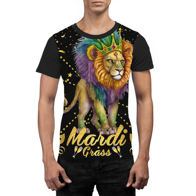 Funny Mardi Gras Roars With The King Of The Jungle Graphic T-shirt | Artistshot