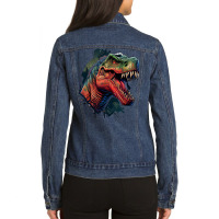 Dinosaurus Angry Ladies Denim Jacket | Artistshot