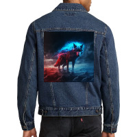 Fox Leaping Into River To Swim Men Denim Jacket | Artistshot