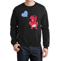 Dinosaur With Heart Balloon Valentines Day Love Bo Crewneck Sweatshirt | Artistshot