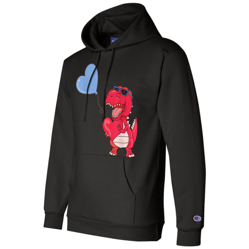 Dinosaur With Heart Balloon Valentines Day Love Bo Champion Hoodie | Artistshot