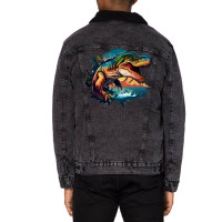 Dinosaurus Ocean Unisex Sherpa-lined Denim Jacket | Artistshot