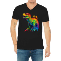 Dinosaurus Rainbow V-neck Tee | Artistshot