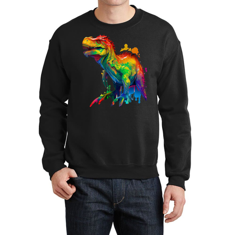 Dinosaurus Rainbow Crewneck Sweatshirt by UrielTurner100 | Artistshot