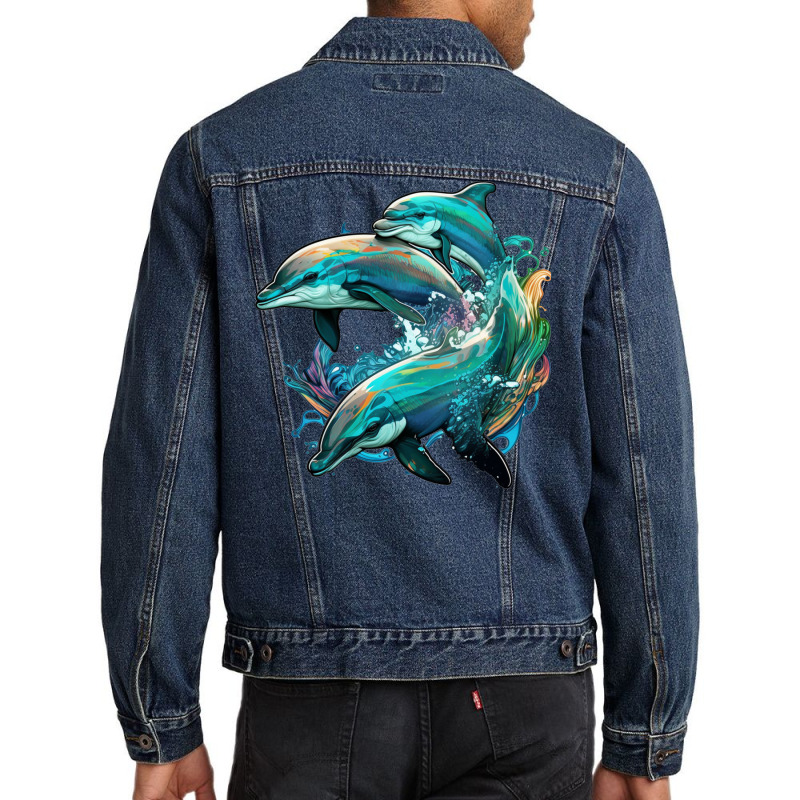 Dolphins Crush Men Denim Jacket by ZoritaStrong290 | Artistshot