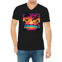 Aesthetic Sunset With Birds V-neck Tee | Artistshot