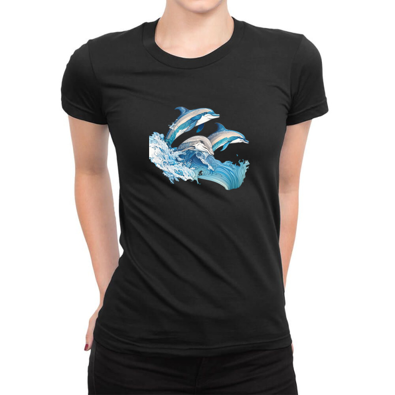 Ocean Sea Water Dolphins Ladies Fitted T-Shirt by ZacharyChan10 | Artistshot