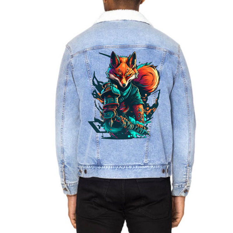 Fox Master Angry Unisex Sherpa-Lined Denim Jacket by Tobiasoey18 | Artistshot