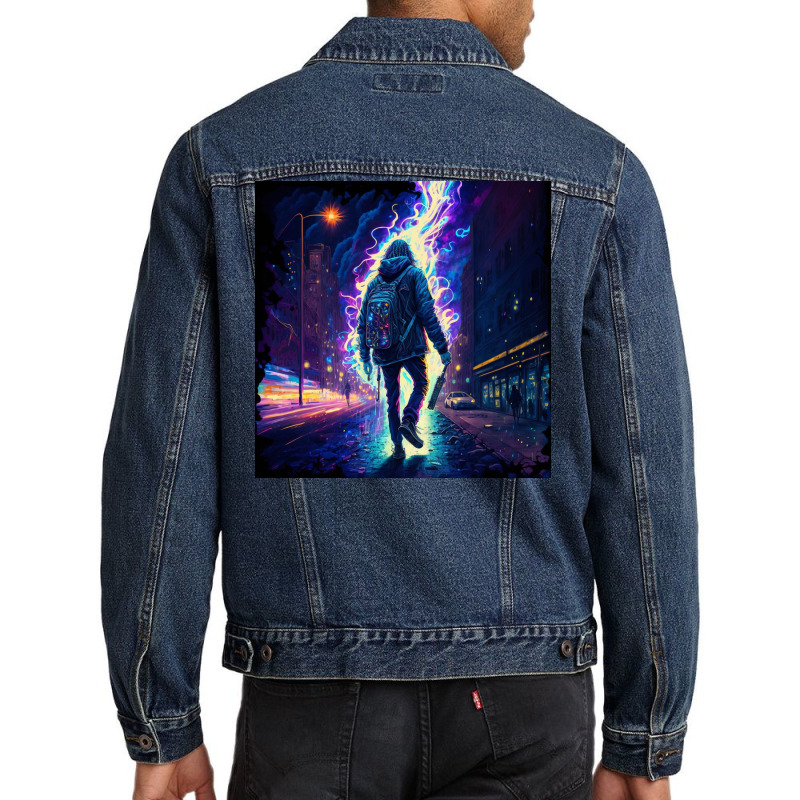 Lightning Strike Illustration Men Denim Jacket by Creative Corner | Artistshot