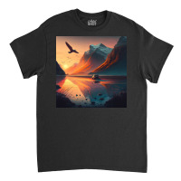 Bird Flying Over Mountains Sunrise Classic T-shirt | Artistshot