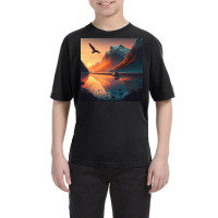 Bird Flying Over Mountains Sunrise Youth Tee | Artistshot