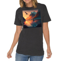 Bird Flying Over Mountains Sunrise Vintage T-shirt | Artistshot