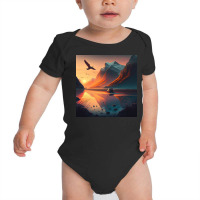 Bird Flying Over Mountains Sunrise Baby Bodysuit | Artistshot