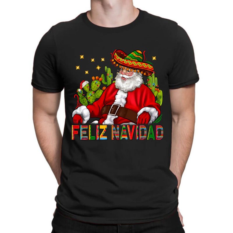 Feliz Navidad Santa With Cactus T-shirt | Artistshot