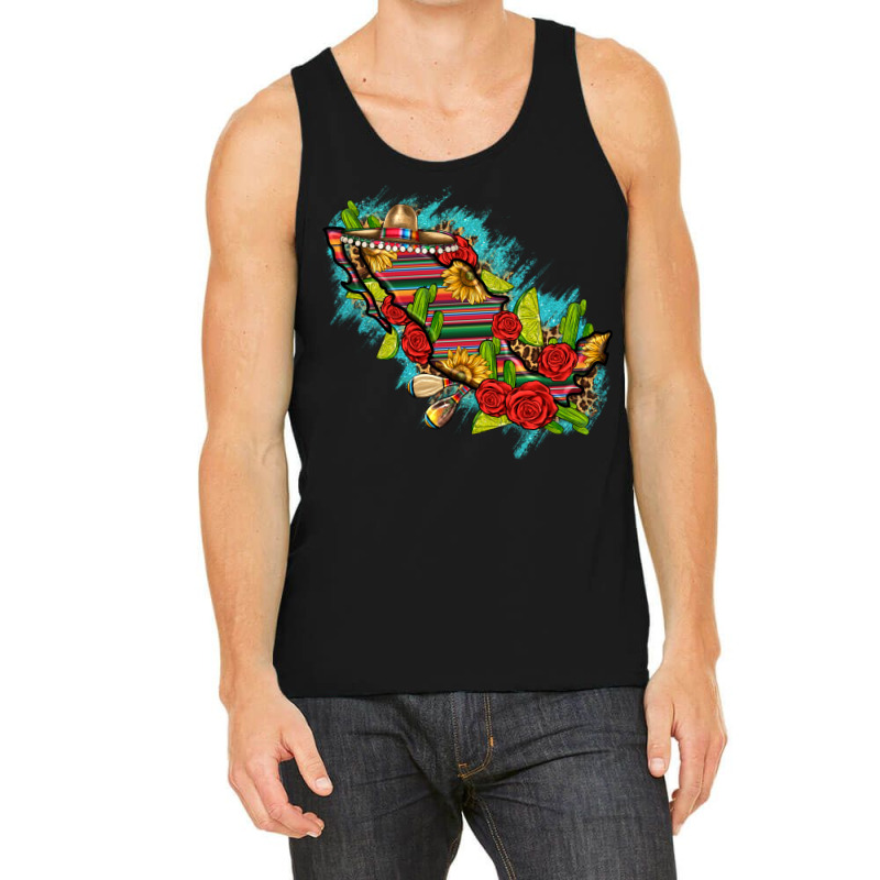 Mexico Map With Leopard And Sunflowers Tank Top | Artistshot