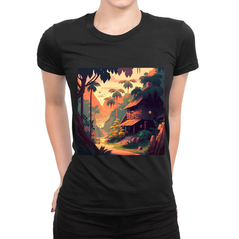 Rural House In Scelv 46 Ladies Fitted T-Shirt by TheDol | Artistshot