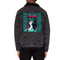 Young Girl Screaming Open Mouth Unisex Sherpa-lined Denim Jacket | Artistshot