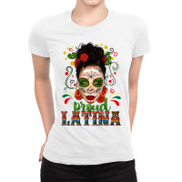 Proud Latina Skull Girl Messy Bun Ladies Fitted T-shirt | Artistshot