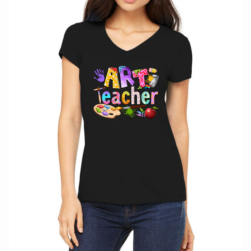 Art Teacher Women's V-Neck T-Shirt by enoddigitalart@gmail.com | Artistshot