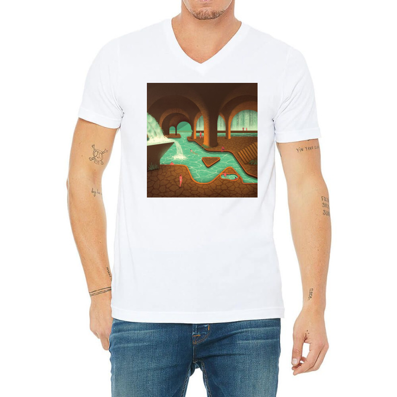 Secret Thermal Baths V-Neck Tee by loraineseria | Artistshot