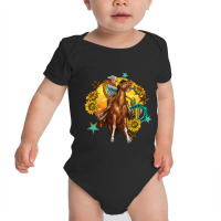 Bucking Horse With Cowboy And Sunflower Baby Bodysuit | Artistshot