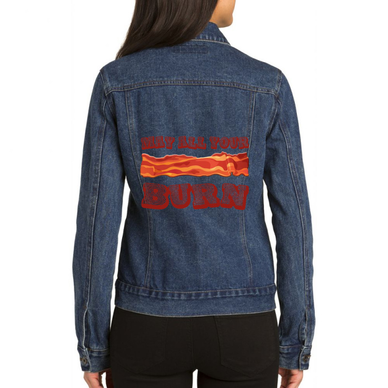 Calcifer May All Your Bacon Burn Cool Food Drawing Ladies Denim Jacket by PEGGYBROWNEE | Artistshot