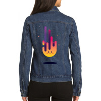 Cute Little Calcifer Fire Art Ladies Denim Jacket | Artistshot