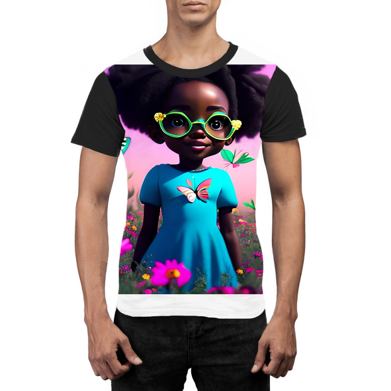 Little Black Girl With Eyeglasses Graphic T-shirt | Artistshot