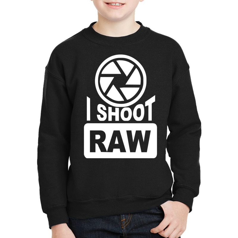 I Shoot Raw Photography Camera Photograph Youth Sweatshirt by AncaArt. | Artistshot