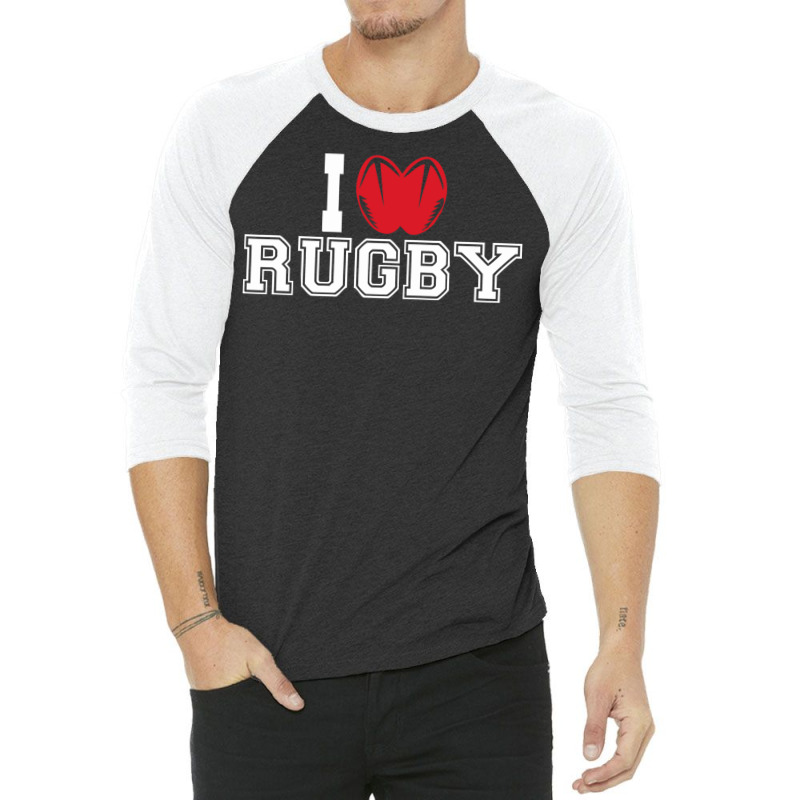 I Love Rugby Mens Funny Cotton 3/4 Sleeve Shirt | Artistshot