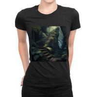 Forest Nature Painting Art Ladies Fitted T-shirt | Artistshot