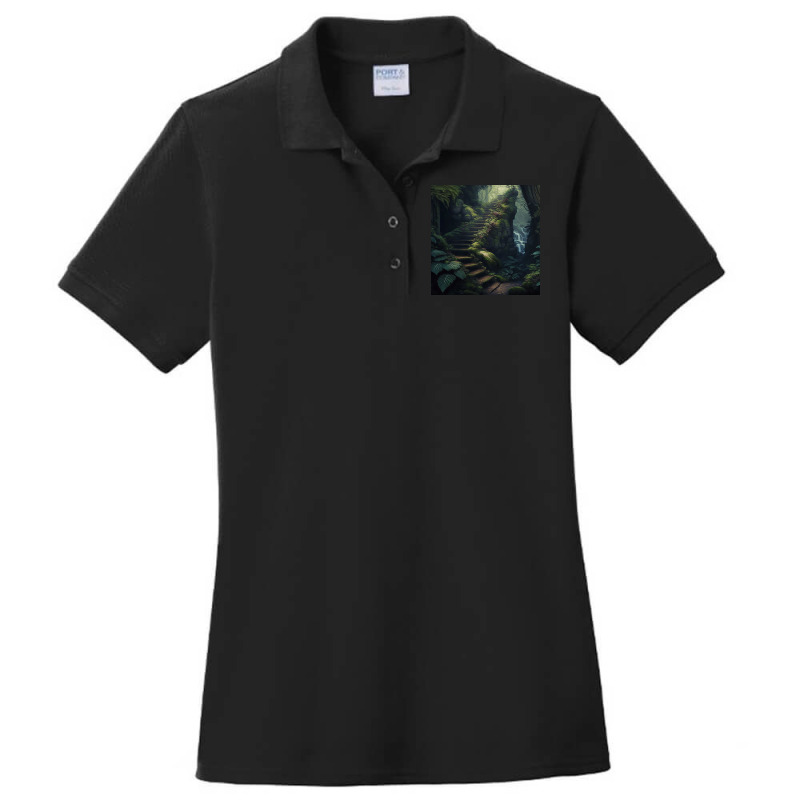 Forest Nature Painting Art Ladies Polo Shirt by Kailooma | Artistshot