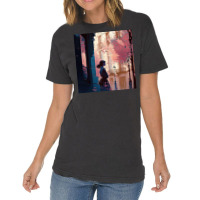 Silhouette Of Woman Standing On A Asphalt Road Vintage T-shirt | Artistshot