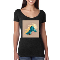 Smiling Blue Horse Design Women's Triblend Scoop T-shirt | Artistshot